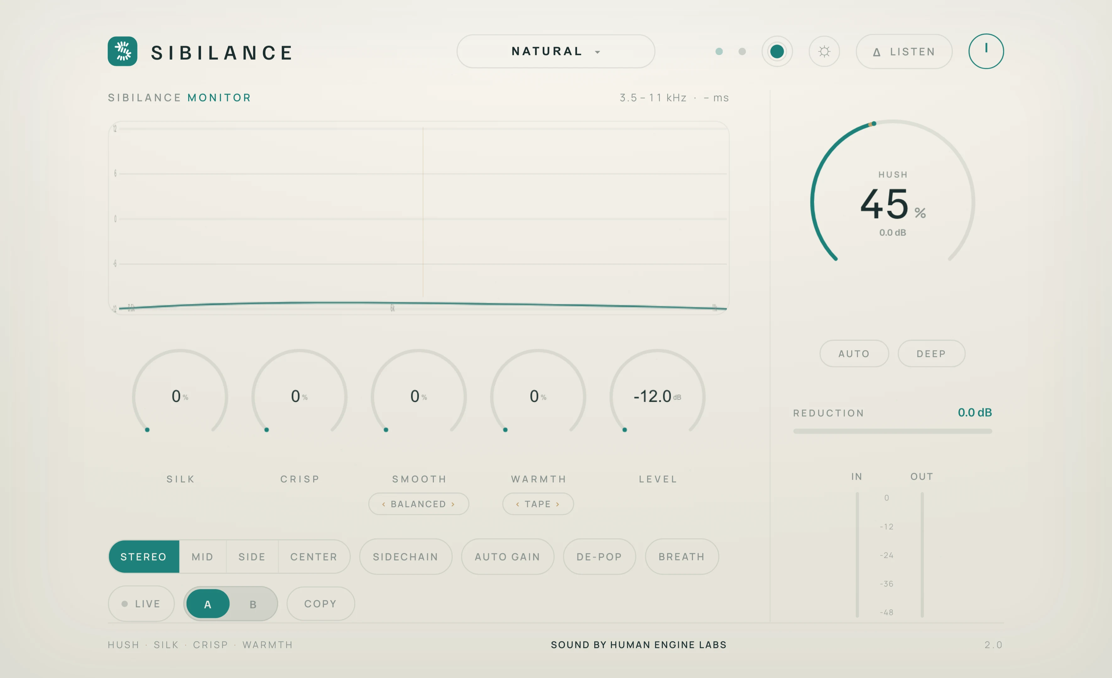 The Sibilance interface.